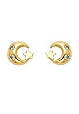 majestic itsy-bitsy gold moon and star screw-back earrings for babies and children